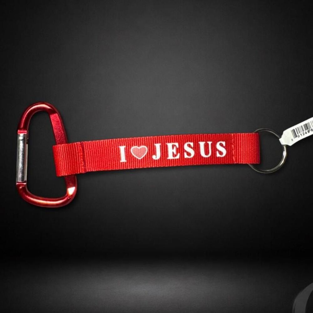 Red Jesus keychain with carabiner